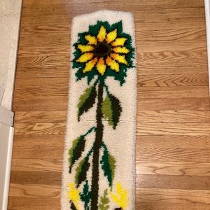 Vintage Latch Hook Wallhanging Mushroom Sunflower